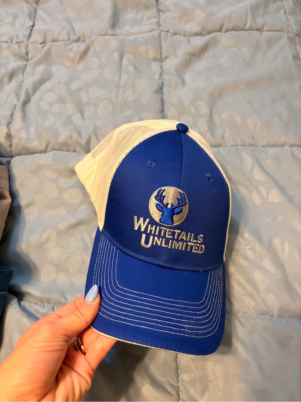 Whitetails Unlimited Blue & White Trucker Hat